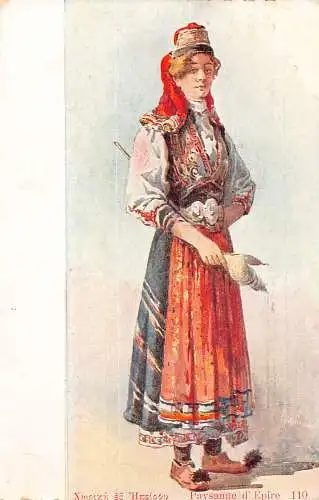 A846 Griechische traditionelle Kostüme Frau Bauerin von Epirus ethnische Volkspostkarte