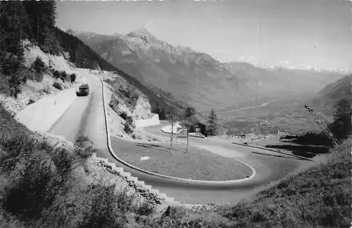 A851 Schweiz Route de Forclaz et plaine du Rhone Autobahn RPPC Postkarte