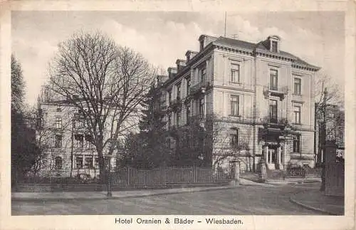 A852 Deutschland Wiesbaden Hotel Oranien Baeder Vintage Postkarte