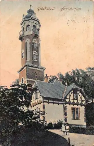 L051 Deutschland 1910 Glueckstadt Aussichtsturm Vintage Postkarte