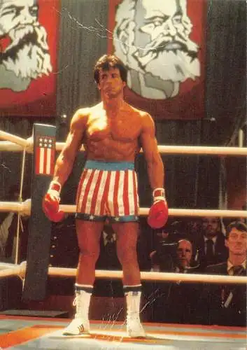 L288 Filmstar, Schauspieler Sylvester Stallone Rocky Balboa 1985 Boxer Postkarte