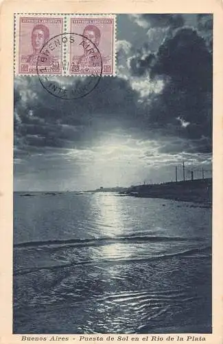 L127 Argentinien 1922 Buenos Aires Puesta del Sol Rio de Plata Mondschein Postkarte