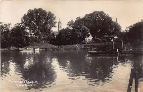L090 Deutschland 1932 Fürstenwalde Spree Partie Dampfschiff RPPC Vintage Postkarte