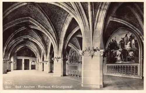 L089 Deutschland Bad-Aachen Rathaus Kroenungsaal Rathaus Innenraum RPPC Postkarte