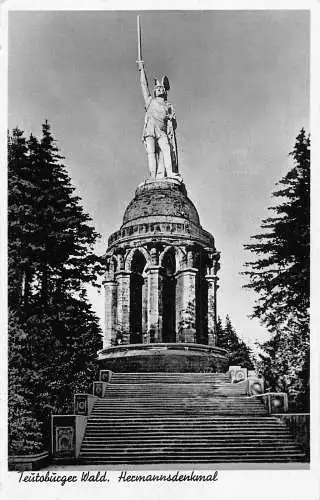 L088 Deutschland 1953 Teutoburger Wald Hermannsdenkmal Statue Vintage Postkarte