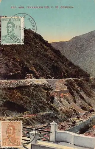 L127 Argentinien 1922 Terraplen Del F Cosquin Hill Vintage Postkarte