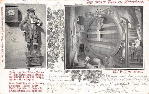 L089 Deutschland 1903 Heidelberg Das Große Fass Barrick Wein Jahrgang Postkarte