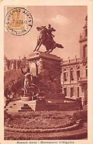 L127 Argentinien 1923 Buenos Aires Monumento O'Higgins Statue Vintage Postkarte