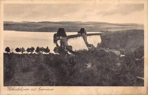 L087 Deutschland Moehnetalsperre mit Sperrmauer Staumauer Vintage Postkarte