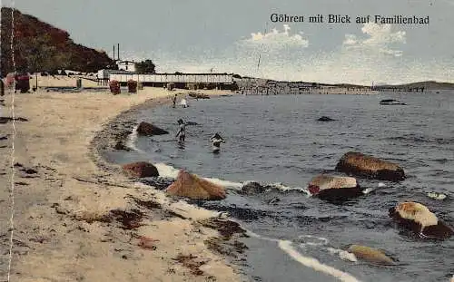 L087 Deutschland oehren mit blick auf familienbad beach vintage postkarte