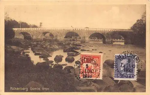 L147 Schweden 1923 Falkenberg Gamla Bron Brücke Vintage Postkarte
