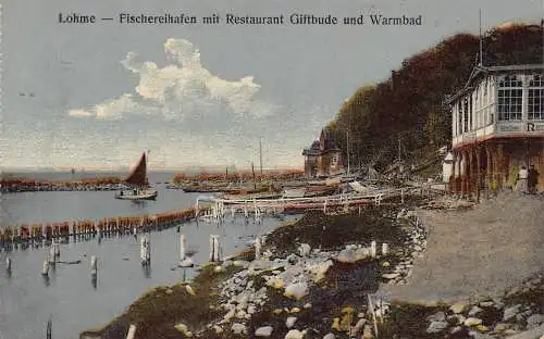 L087 Deutschland Lohme Fischereihafen Restaurant Giftbude Warmbad Vintage Postkarte