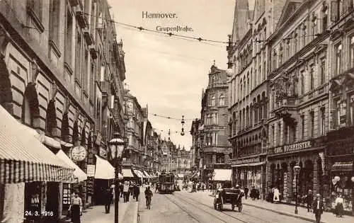 L087 Deutschland Hannover Grupenstraße Straßenbahnen Carl Bucheister Oldtimer Postkarte