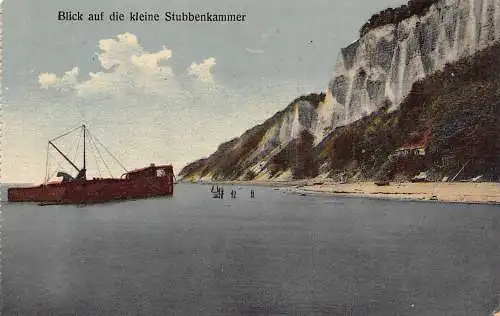 L087 Deutschland Blick auf die kleine Stubbenkammer Schiff Vintage Postkarte
