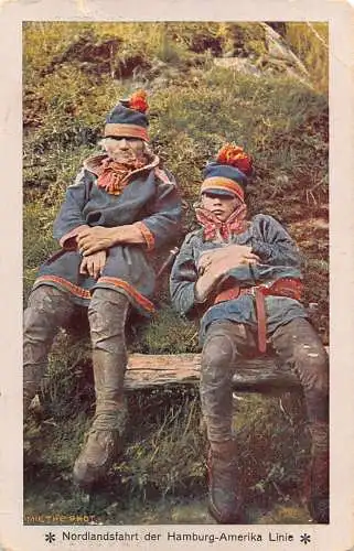 Norwegen 1919 Hamburg-Amerika Line Ethno Vintage Postkarte