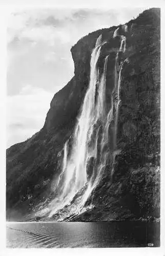 Norwegen Sieben Schwestern Wasserfall Echtfoto Postkarte