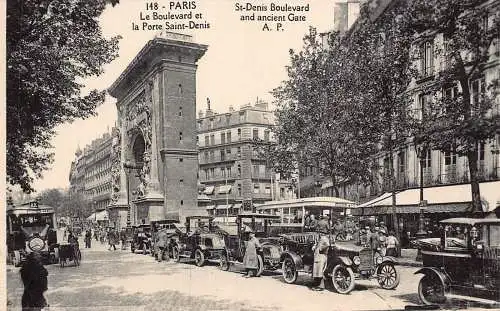 A045 Frankreich Paris St Denis Boulevard Antike Tor Autos Mercedes Postkarte