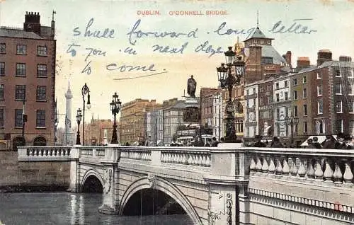 A045 Irland O'Connell Bridge Dublin Vintage Postkarte