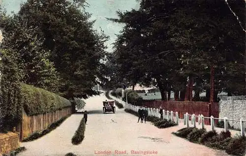 A044 England 1909 London Road Basingstoke Kutsche Vintage Postkarte