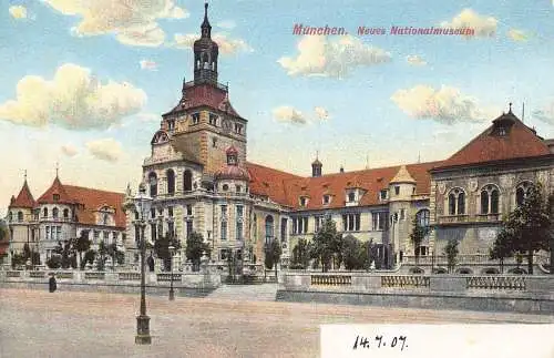 A043 Deutschland München München München Neues Nationalmuseum Litho Vintage Postkarte