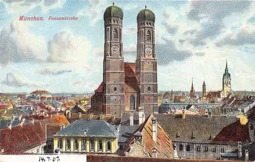 A043 Deutschland München München Frauenkirche Kirche Litho Vintage Postkarte