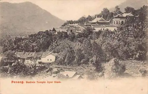 A044 Malaysia Penang Buddhistischer Tempel Ayer Stam Vintage Postkarte
