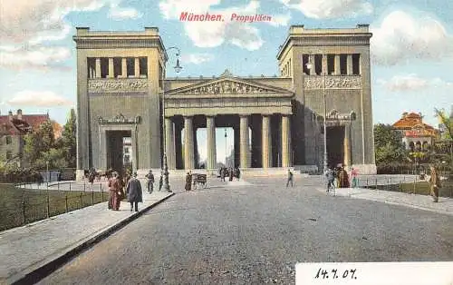 A043 Deutschland München München Propyläden Litho Vintage Postkarte