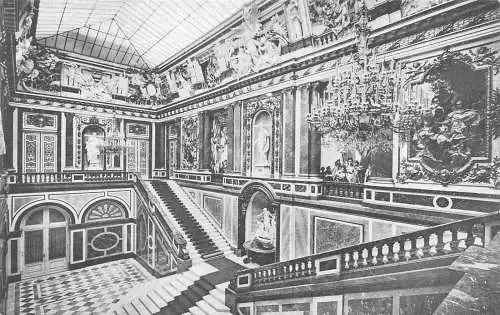 A043 Deutschland Castelul Herrenchiemsee Innenraum Treppenhaus Treppe Postkarte