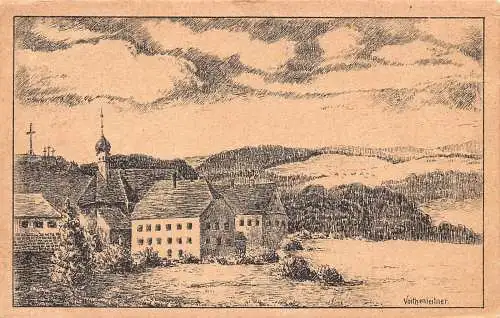 A043 Deutschland 1924 Gruss vom franziskanerkloster Kreuzberg Rhön Bauern Postkarte