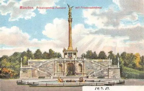 A043 Deutschland München Prinzregenten Terrasse Friedensdenkmal Denkmal Postkarte