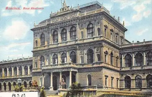 A043 Deutschland München Neue Akademie Akademie Vintage Postkarte