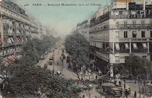 A858 Frankreich 1908 Paris Boulevard Montmartre Reutlinger Postkarte
