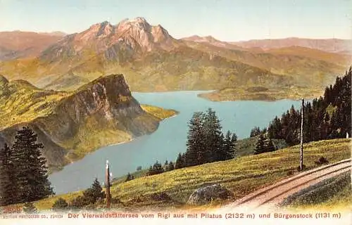 A041 Schweiz Vierwaldstättersee Rigi Pilatus Bürgenstock Postkarte