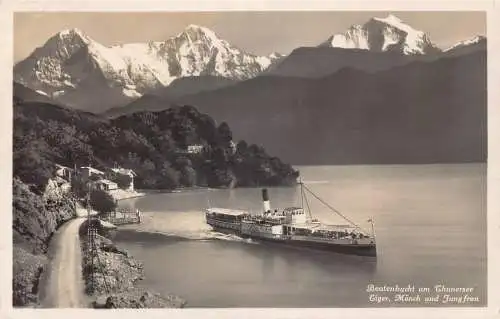 A041 Schweiz Beatenbucht Thunersee Eiger Mönch Jungfrau Dampfer Postkarte