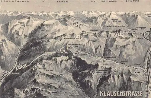 A040 Schweiz Klausenstrasse Bergstrasse Touristische Punkte Karte Postkarte
