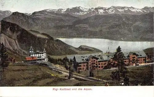 A040 Schweiz Rigi Kaltbad und die Alpen Berg Vintage Postkarte