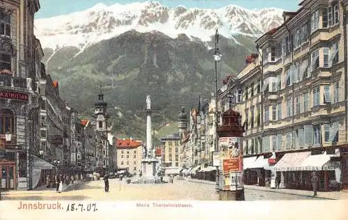 A038 Österreich Maria Theresia Straße Innsbruck Café Vintage Postkarte