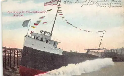 A862 US Ohio 1910 Start von John A Donaldson Lorain Schiff Vintage Postkarte