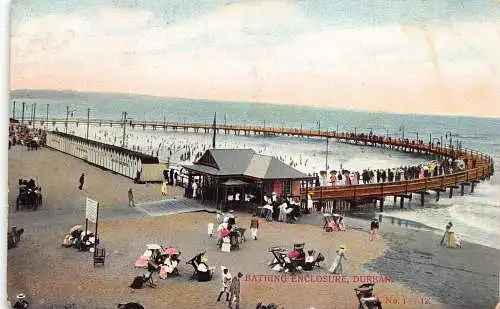 A863 Südafrika Durban Badegehege Strand Vintage Postkarte