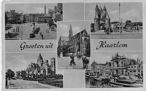 A863 Niederlande Groeten uit Haarlem Fahrradboote Teylers Museum Postkarte
