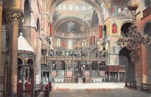 A039 Italien Venedig Venezia Innenraum S Marco Kirche Vintage Postkarte