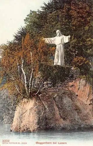 A042 Schweiz Meggenhorn bei Luzern Christusstatue Vintage Postkarte