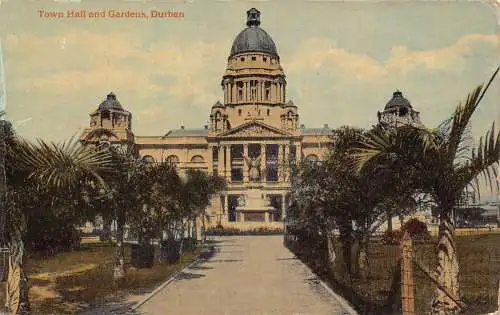 A863 Südafrika Rathaus und Gärten Durban Vintage Postkarte