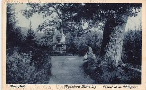 A864 Ungarn Paradfurdo Vadaskerti Maria kep Statue 1930 Vintage Postkarte