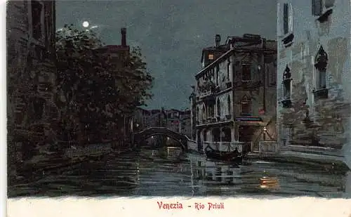 A863 Italien Venezia Venedig Rio Priuli Mondschein Vintage Postkarte