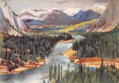 A863 Kanada Bow River Valley Kunst Vintage Postkarte