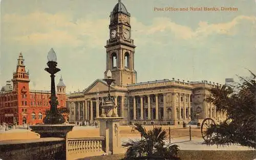 A864 Südafrika Post Office und Natal Banks Durban Vintage Postkarte