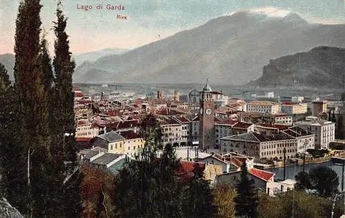 A039 Italien Gardasee Riva Panorama Vintage Postkarte