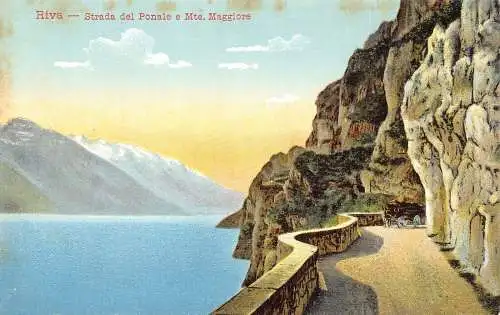 A039 Italien Riva Strada del Ponale e Mte Maggiore Straße Berg Vintage Postkarte
