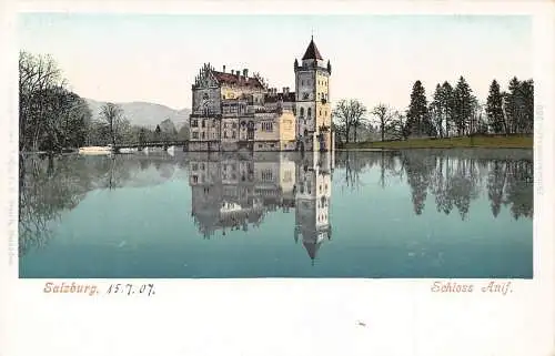 A038 Österreich Salzburg Schloss Anif Schlosssee Vintage Postkarte
